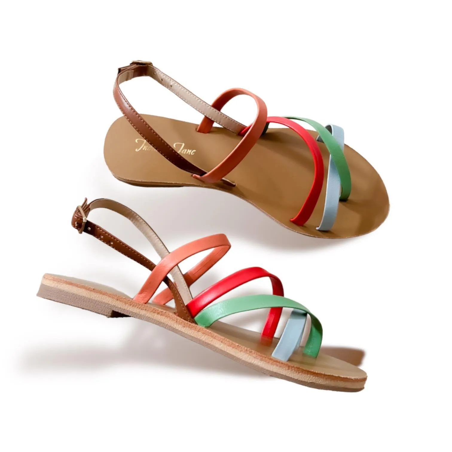 MARIE Festive Cross Strap Flat Sandals