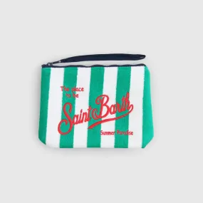 Mc2 Saint Barth Green And White Striped Clutch Bag