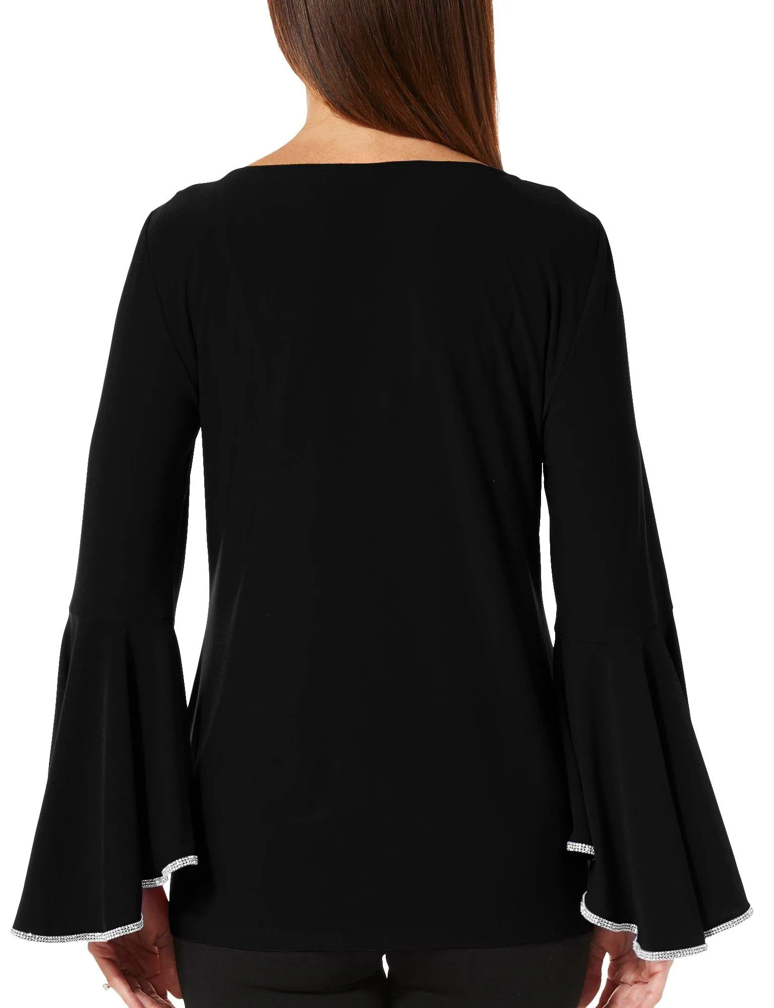 MSK Women's Embellished Bell Sleeve Top Black Size Petite Small