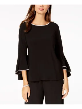 MSK Women's Embellished Bell Sleeve Top Black Size Petite Small