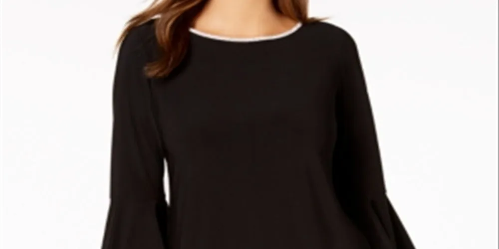 MSK Women's Embellished Bell Sleeve Top Black Size Petite Small