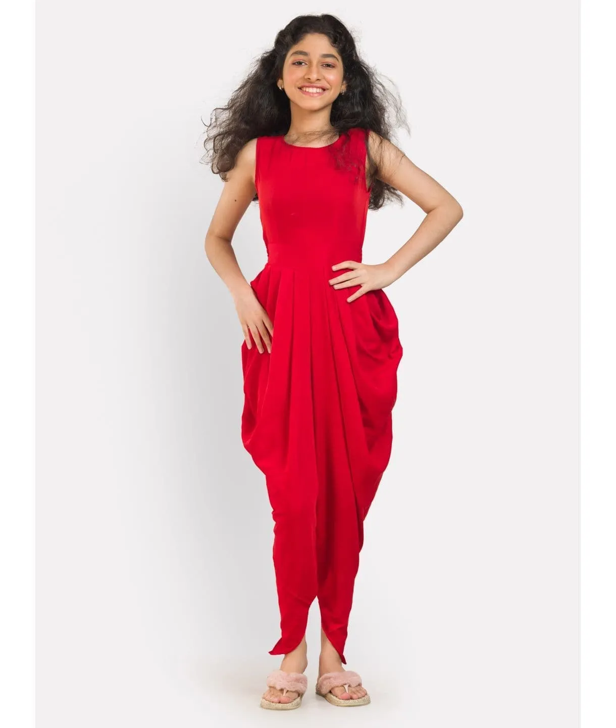 Multi colour elasticated Dhoti Jumpsuit for Girls