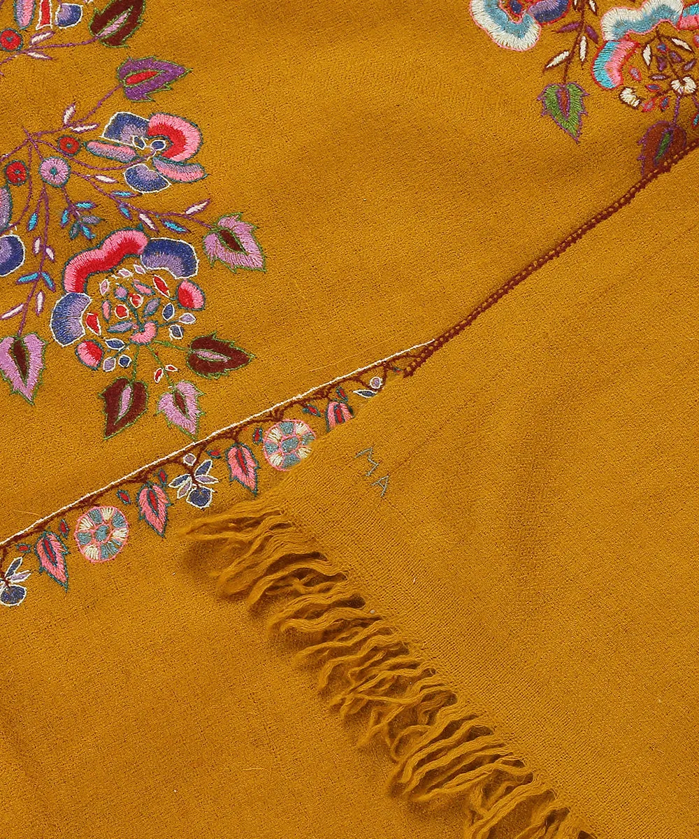 Mustard color Handwoven Pure Pashmina Stole