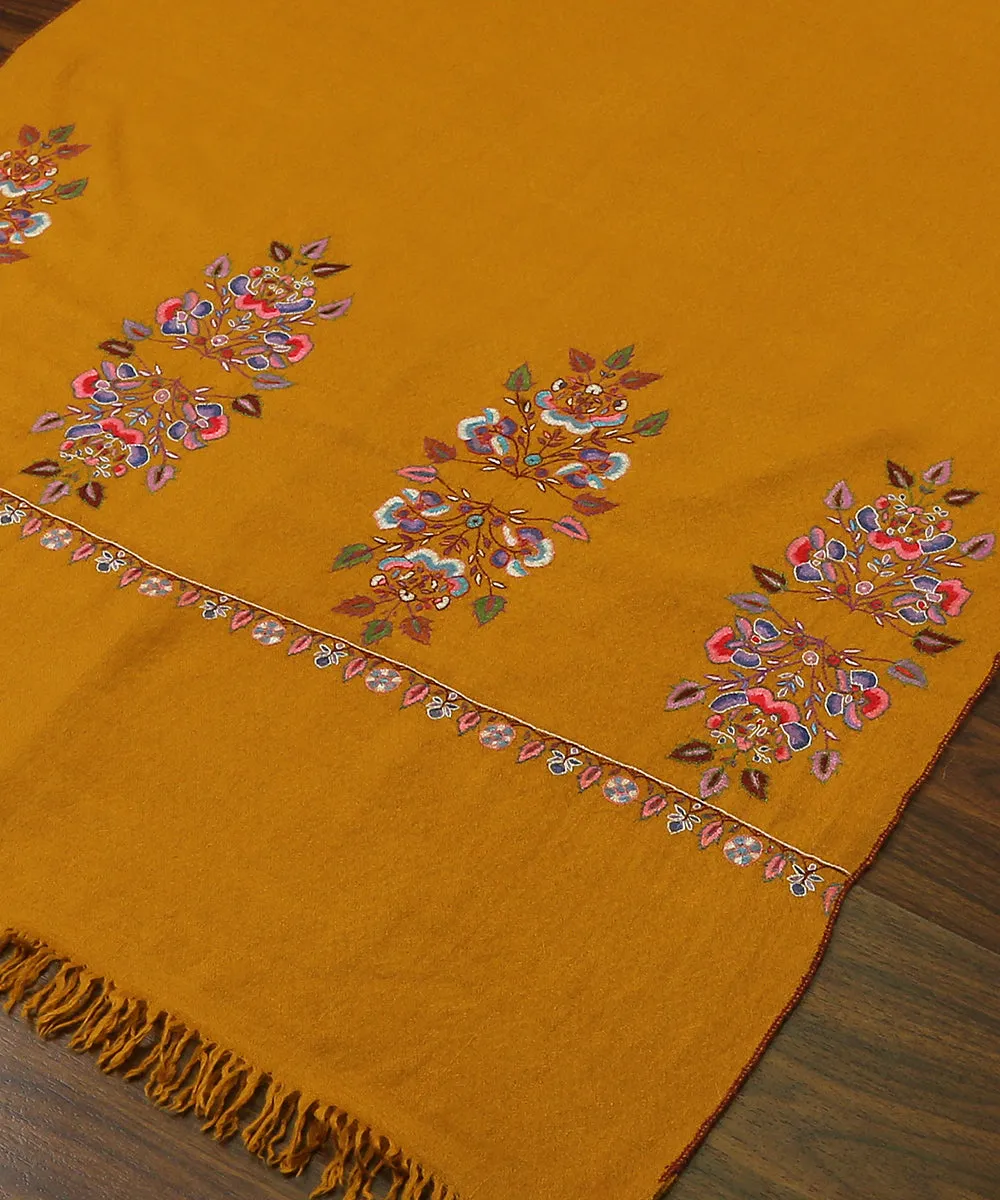 Mustard color Handwoven Pure Pashmina Stole