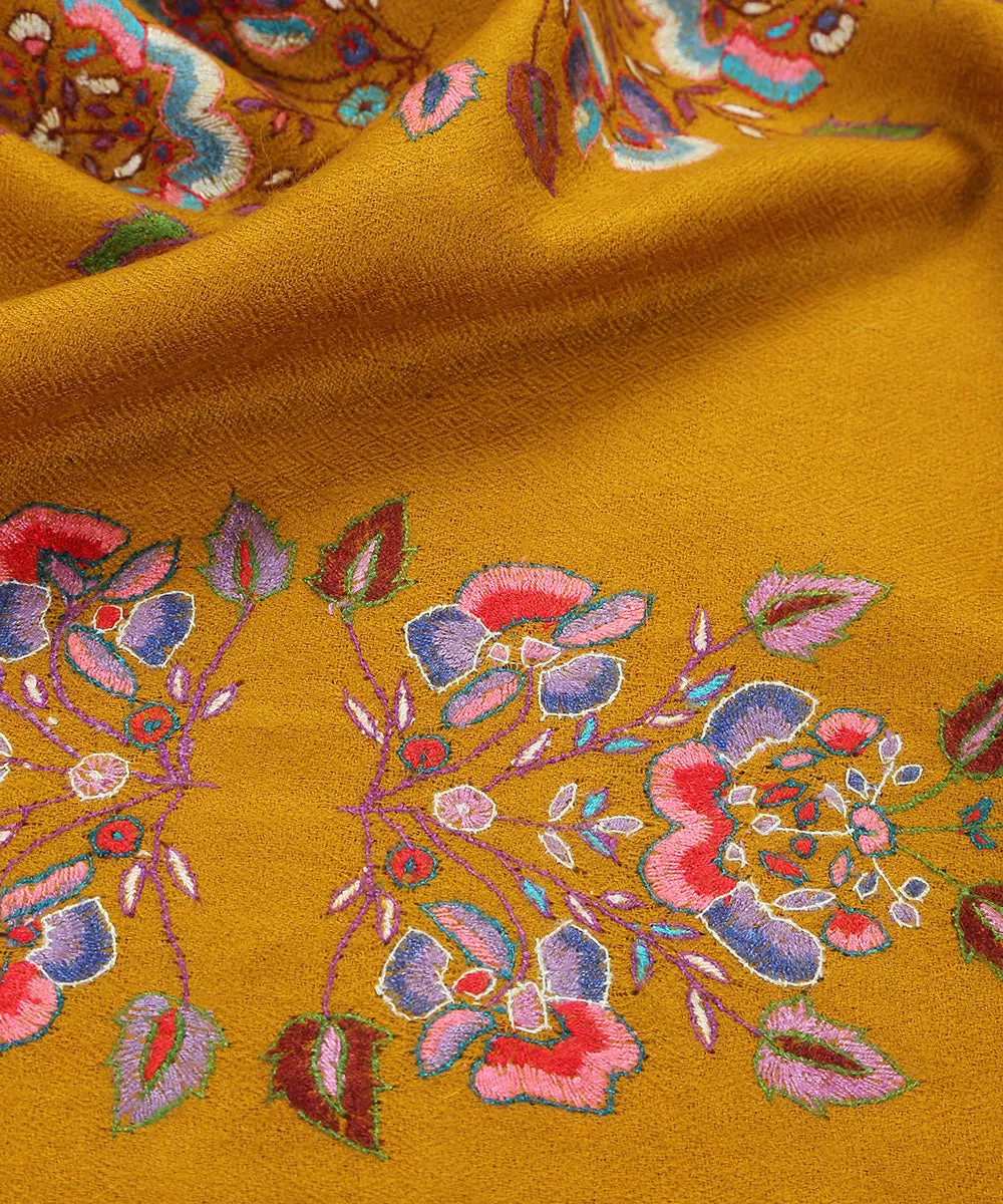 Mustard color Handwoven Pure Pashmina Stole