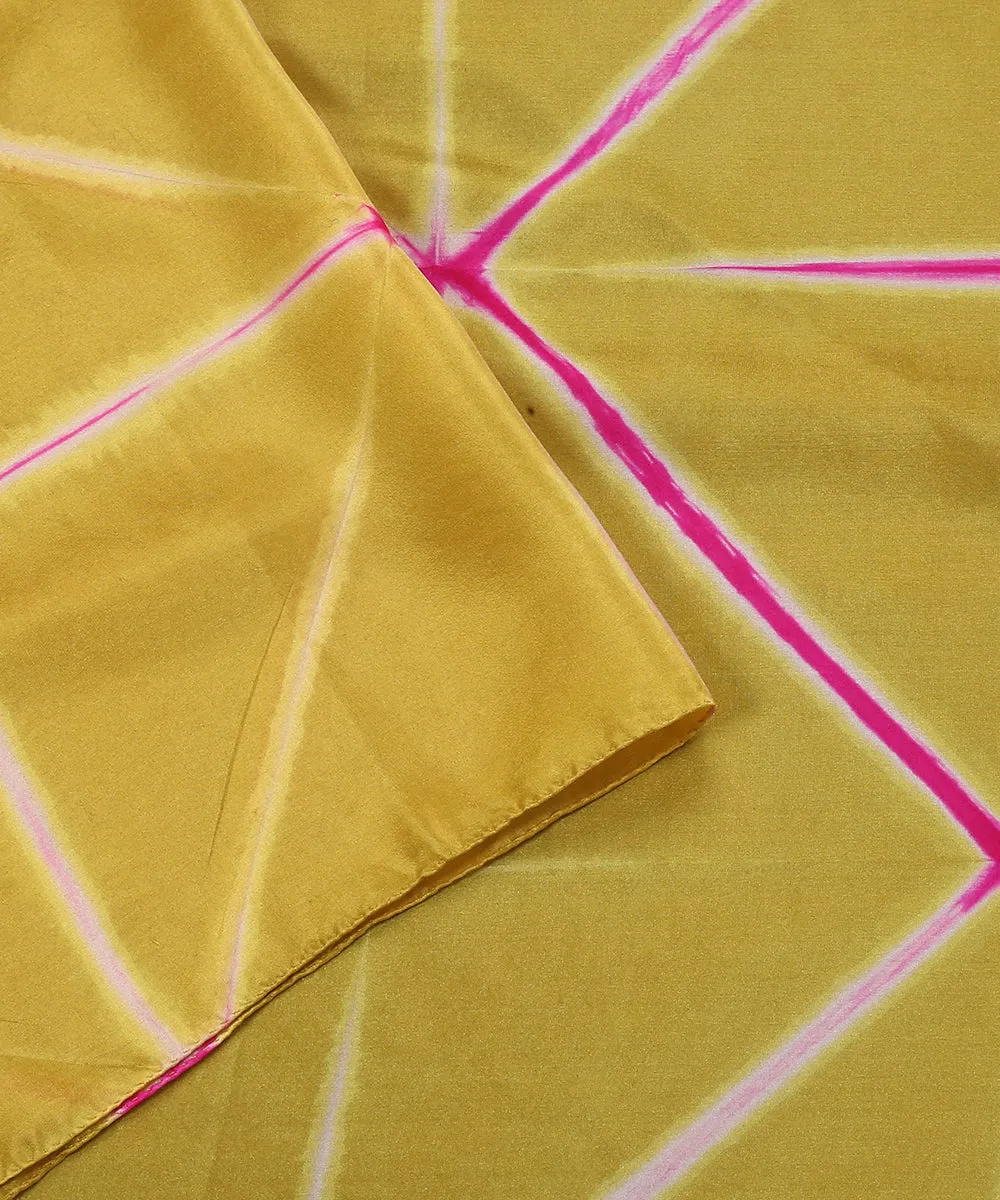 Mustard Handloom Pure Mulberry Silk Stole with Clamp Dyed Patterns