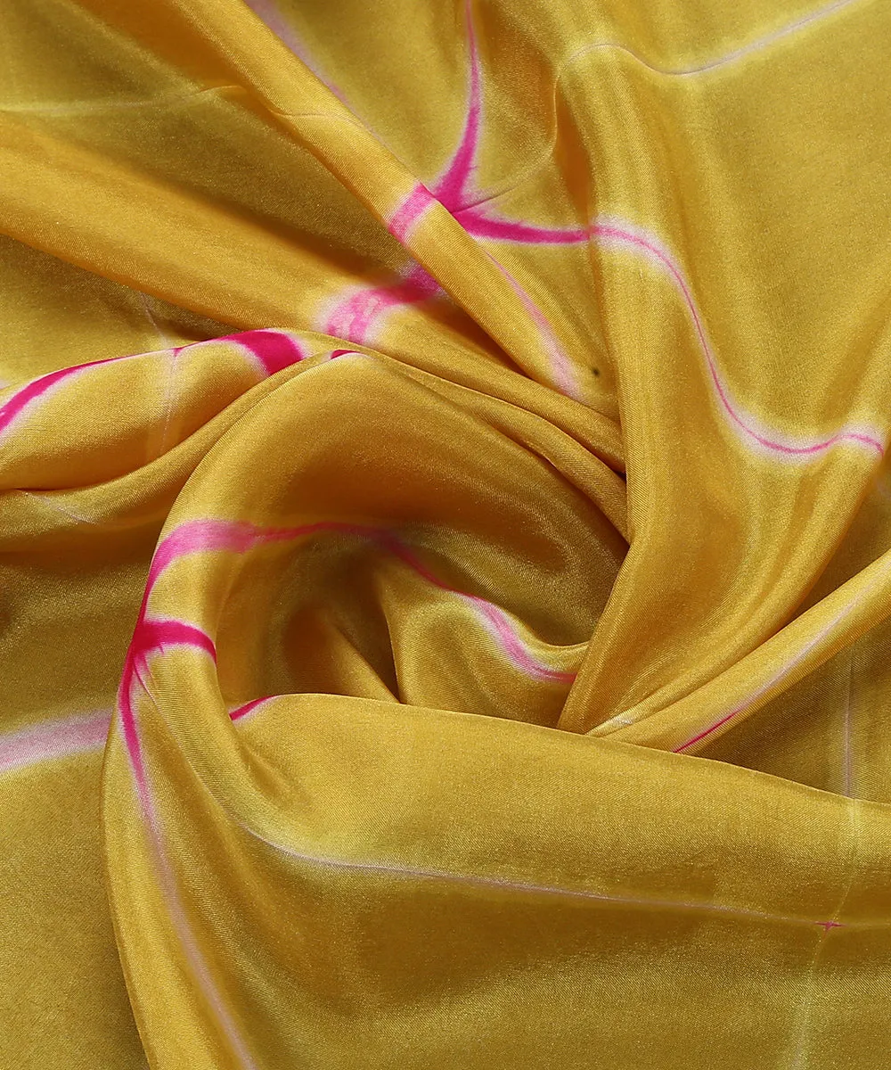 Mustard Handloom Pure Mulberry Silk Stole with Clamp Dyed Patterns