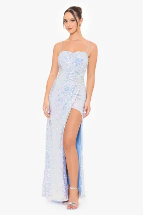 Nelly Long Iridescent Sequin Open Back Dress