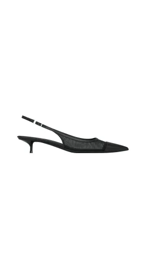 Oxalis Slingback Pumps In Mesh - Black