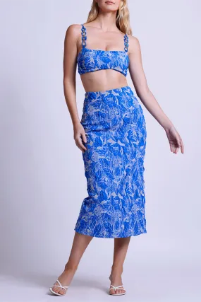 PatBO - Stretch Jacquard Midi Skirt - Lapis