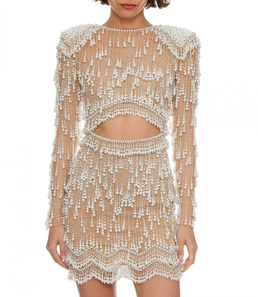 PATBOFULLY BEADED CUT-OUT COCKTAIL DRESS