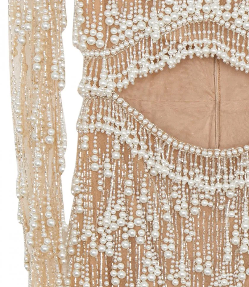 PATBOFULLY BEADED CUT-OUT COCKTAIL DRESS