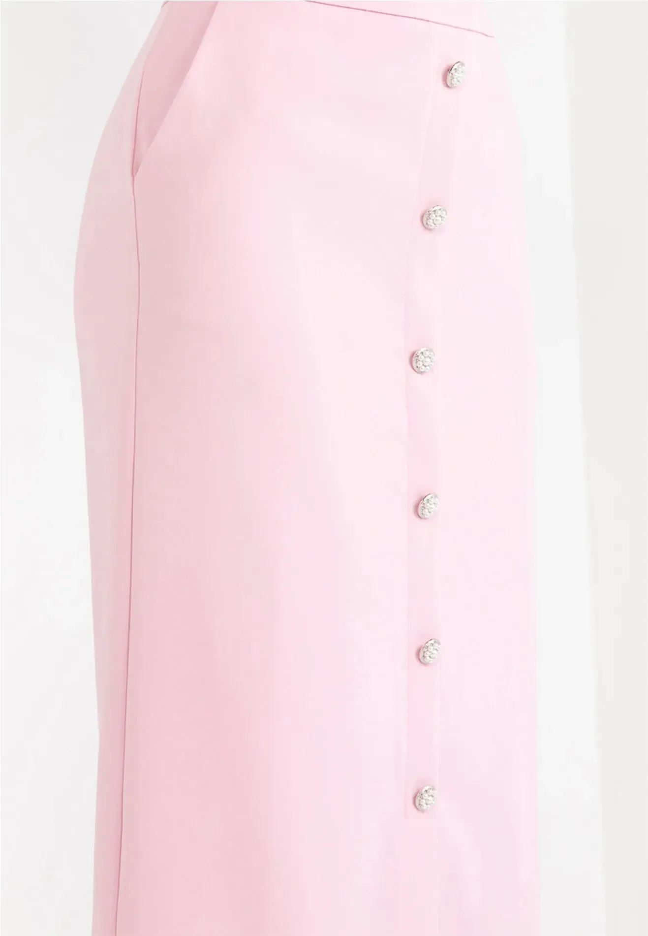 Pearl Buttons Detail Maxi Pencil Skirt