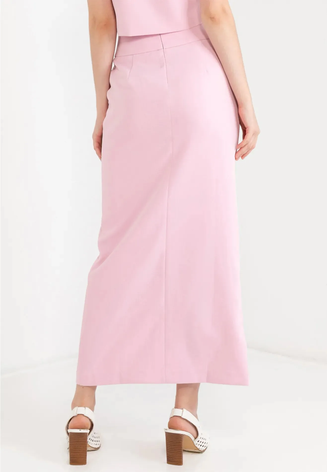 Pearl Buttons Detail Maxi Pencil Skirt