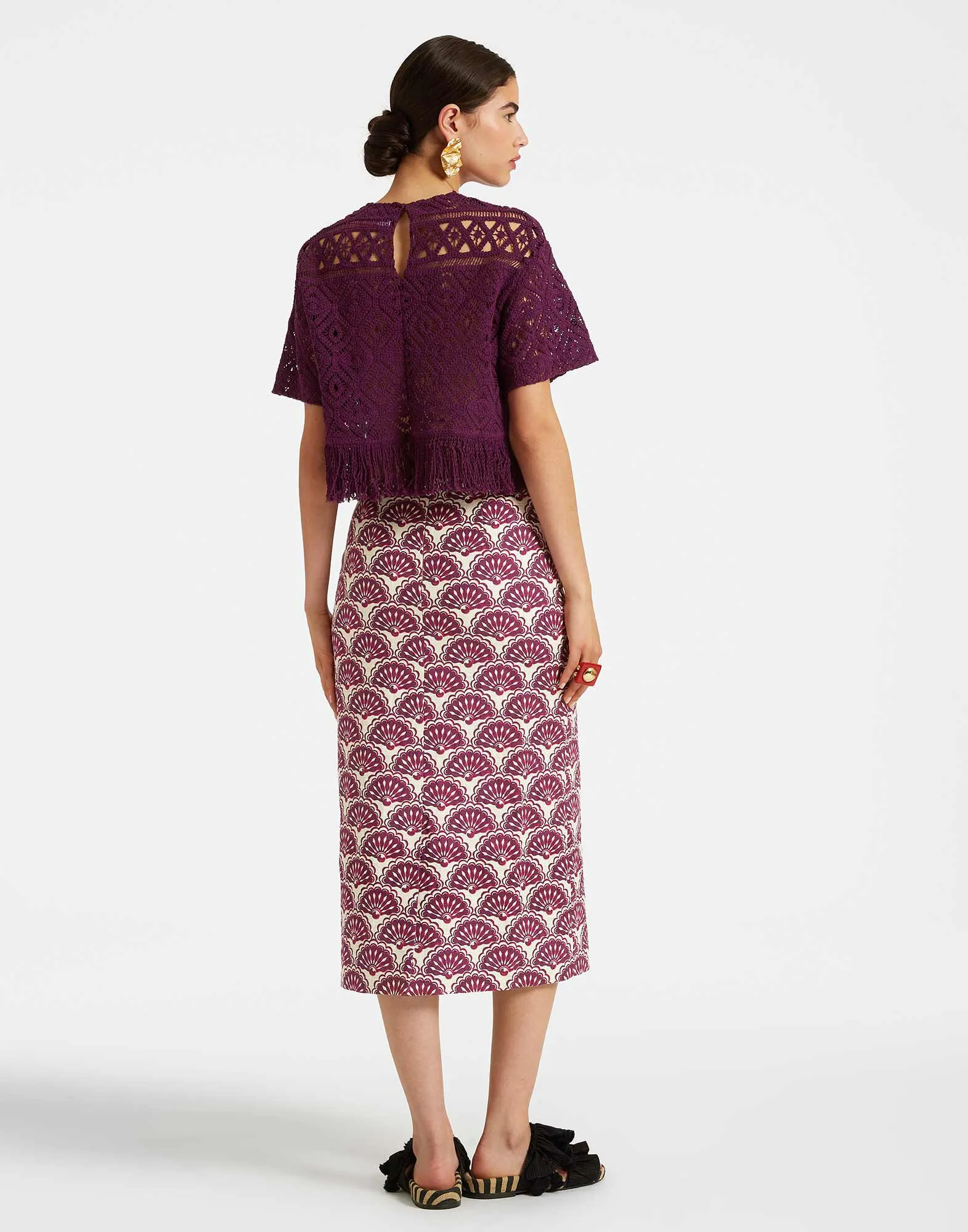 Pencil Skirt in Fans Purple for Women | La DoubleJ