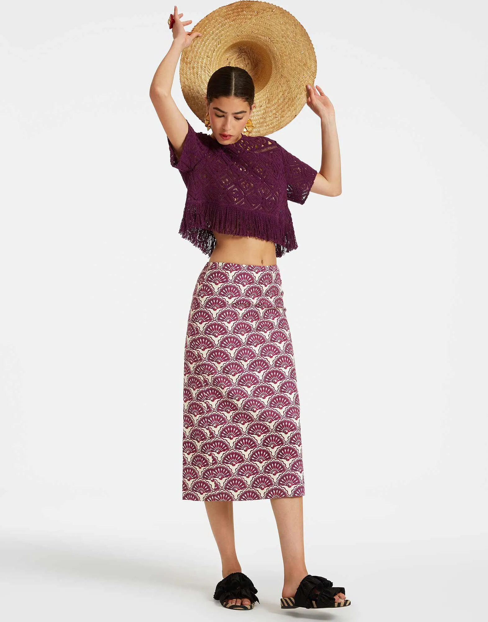 Pencil Skirt in Fans Purple for Women | La DoubleJ