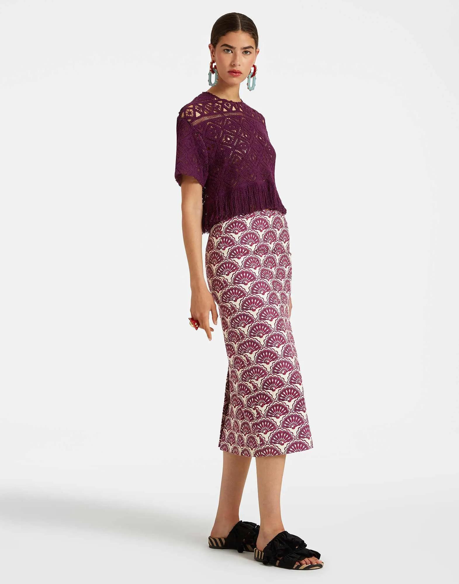 Pencil Skirt in Fans Purple for Women | La DoubleJ