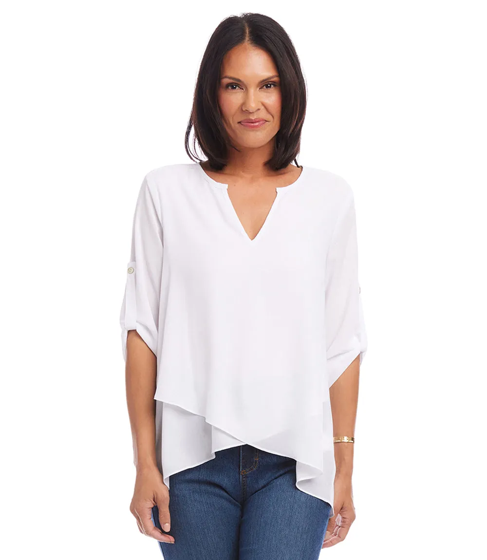 Petite Size Asymmetric Hem Wrap Top