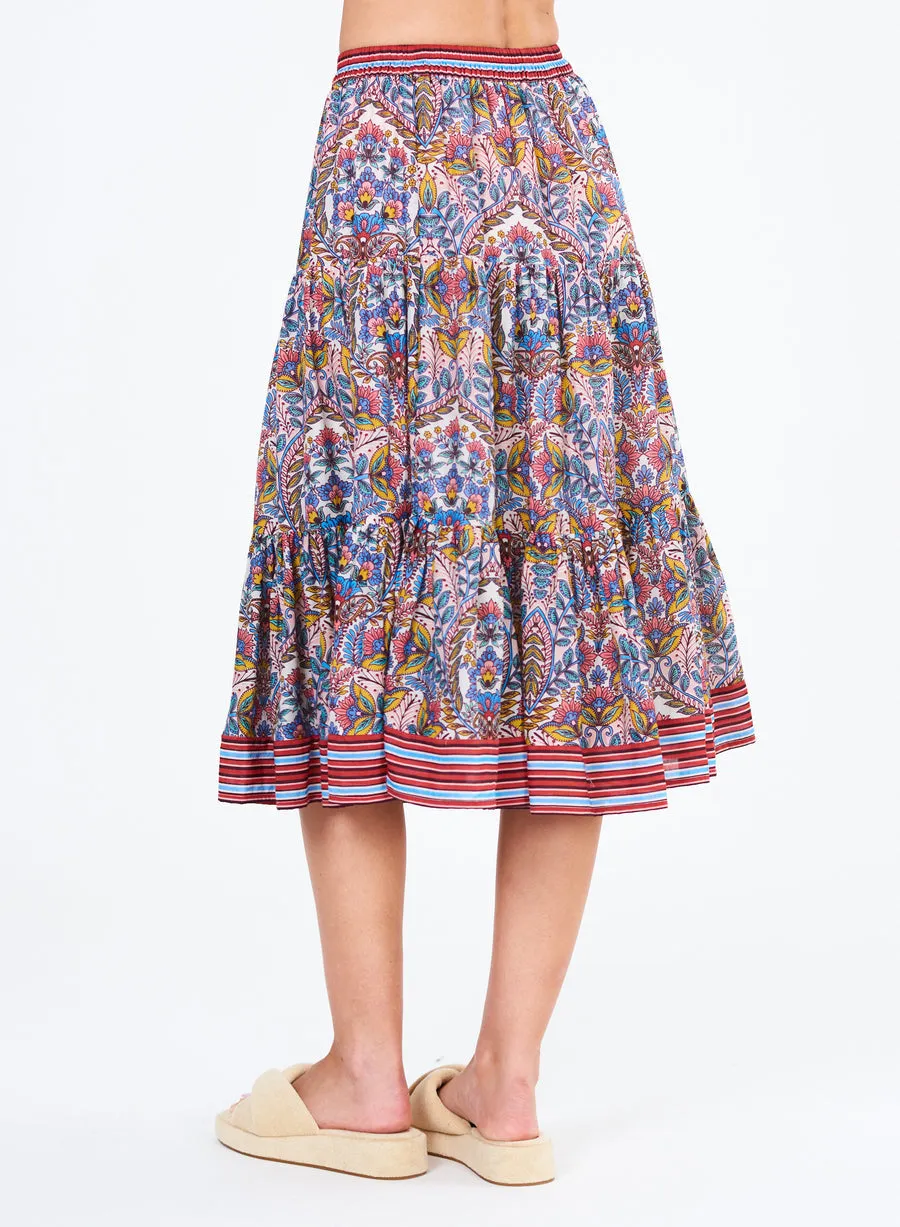 PIA PRINT MIDI SKIRT