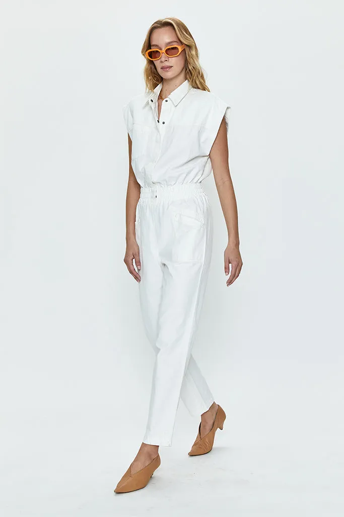 Pistola - Rosie Smocked Waist Jumpsuit - Porcelain