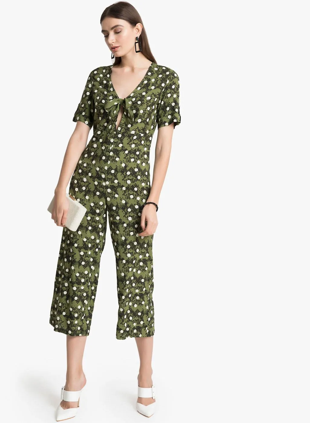 Polka Dot Snake Print Jumpsuit