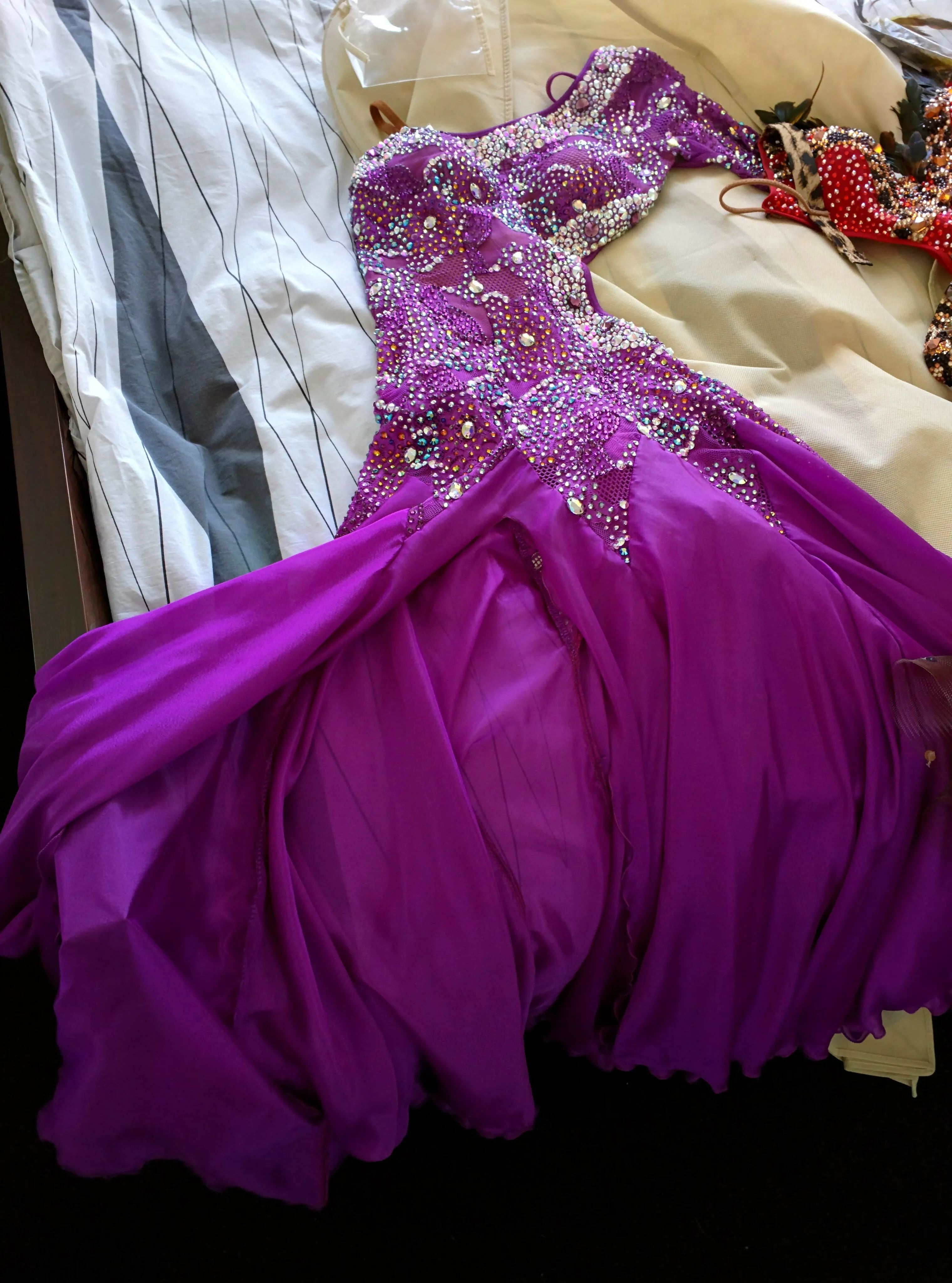 Purple Smooth Dress with Swarovski Crystals