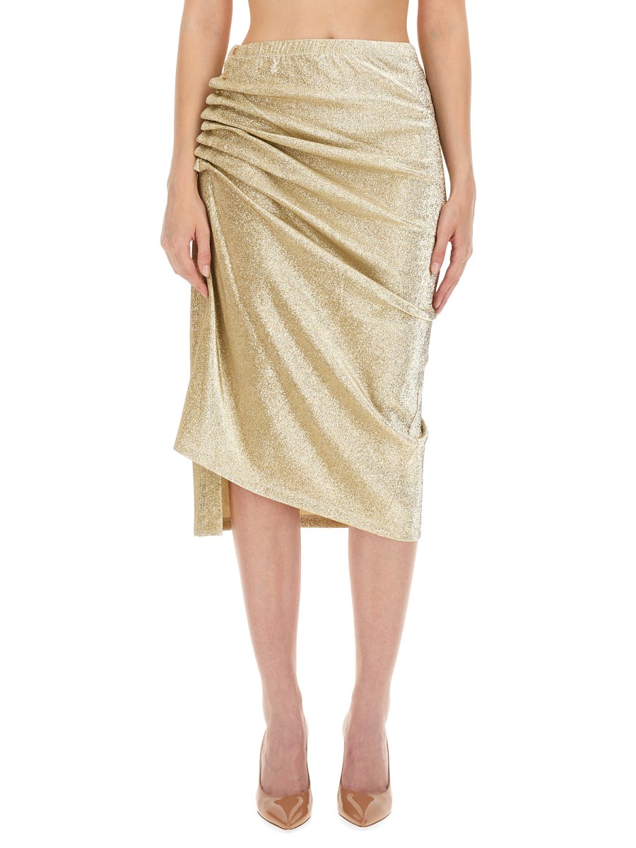 RABANNE    LUREX KNIT MIDI SKIRT