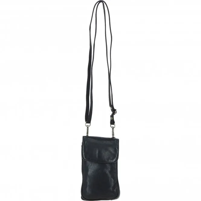 Real Leather Crossbody Smartphone Bag Black: st 2231