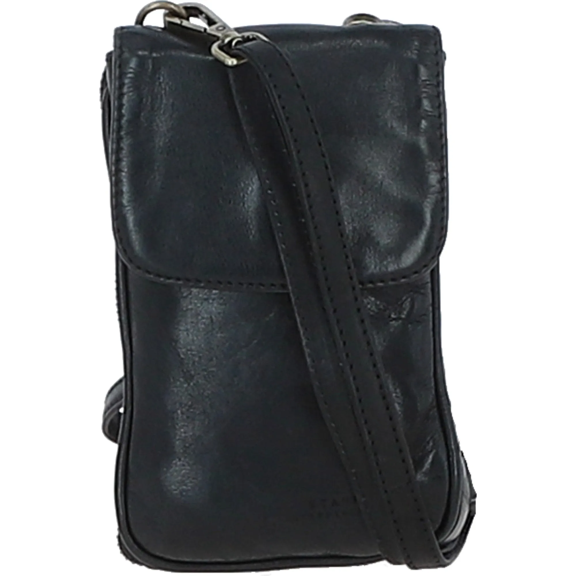 Real Leather Crossbody Smartphone Bag Black: st 2231