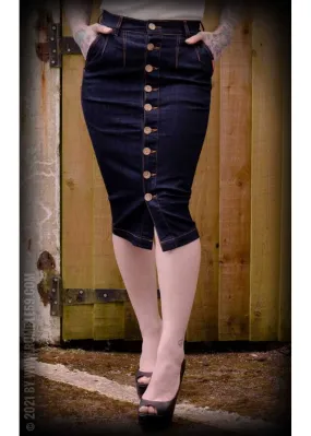 Rumble59 Second Skin Jeans 50's Pencil Skirt Denim Navy