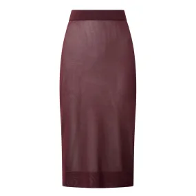 SAINT LAURENT Fine-Knit Pencil Skirt - Burgundy