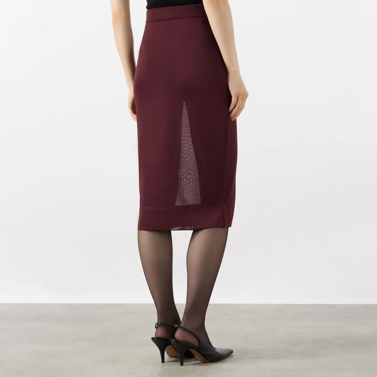 SAINT LAURENT Fine-Knit Pencil Skirt - Burgundy