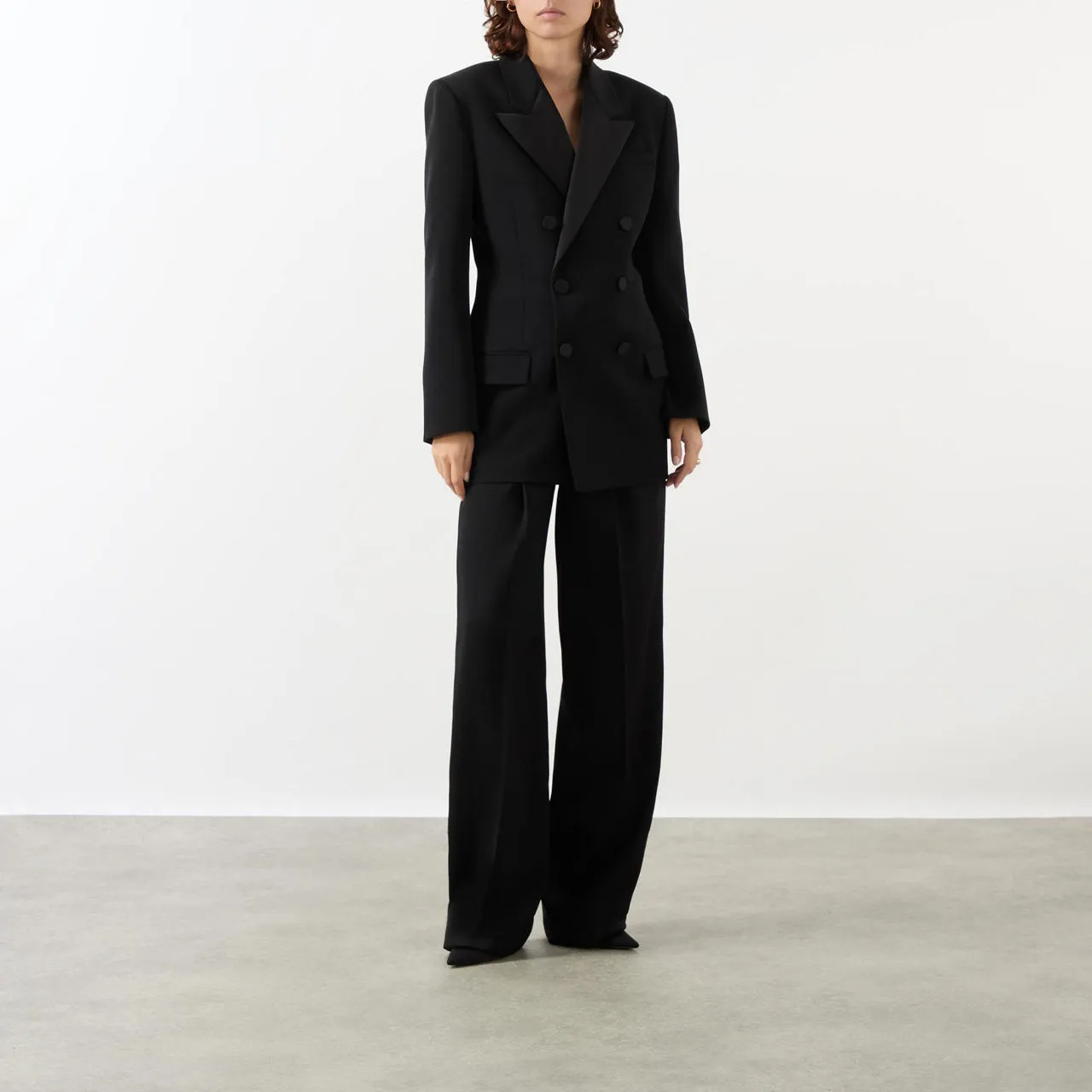 SAINT LAURENT High-Rise Wide Leg Trousers - Black