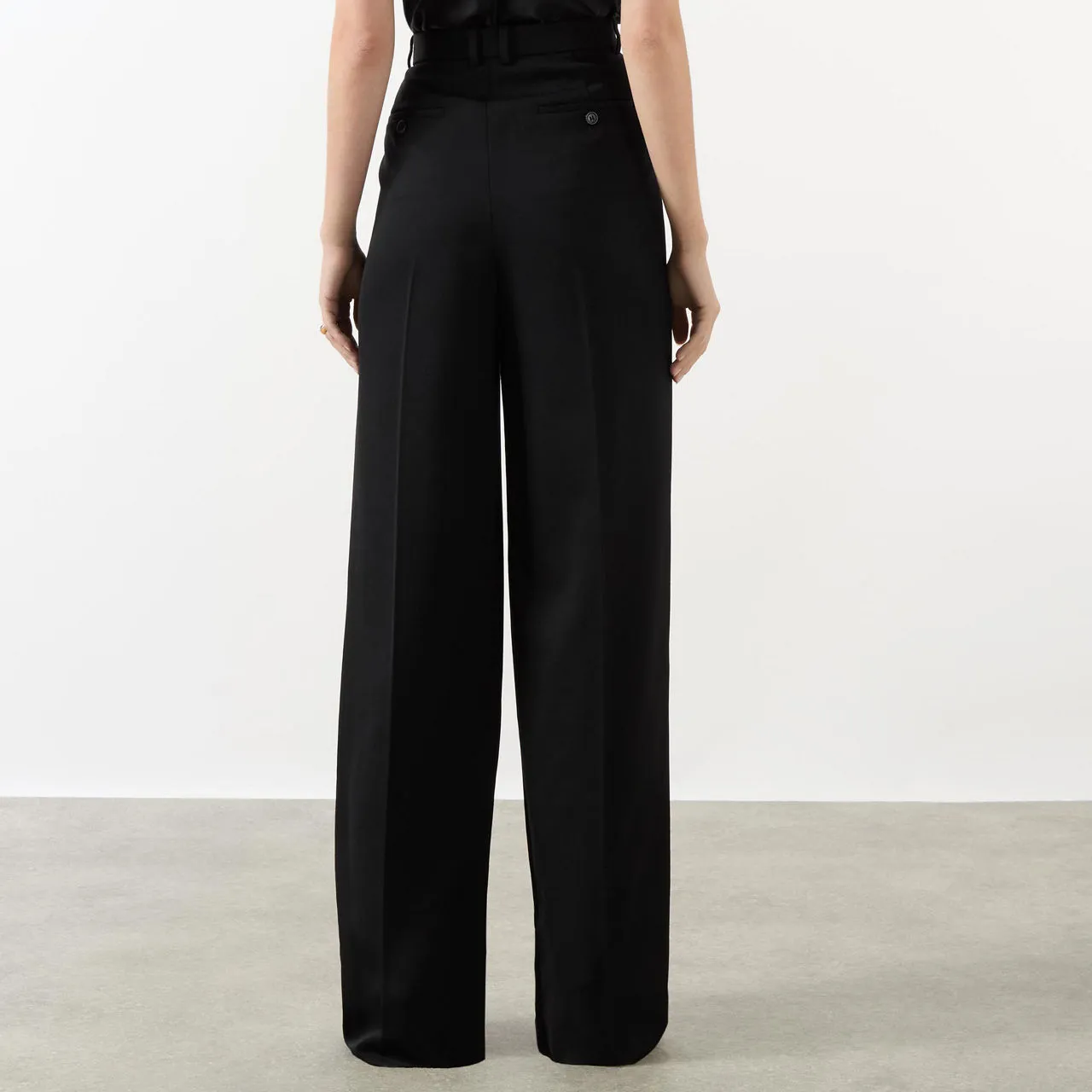 SAINT LAURENT High-Rise Wide Leg Trousers - Black