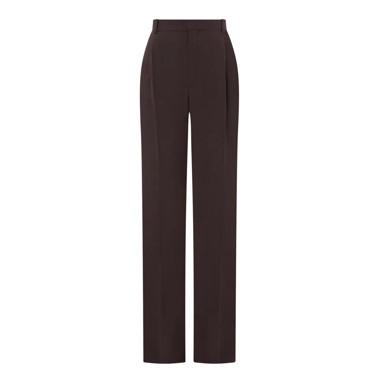 SAINT LAURENT High-Rise Wide Leg Trousers - Chocolate