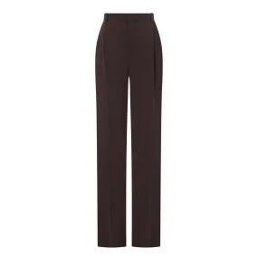 SAINT LAURENT High-Rise Wide Leg Trousers - Chocolate