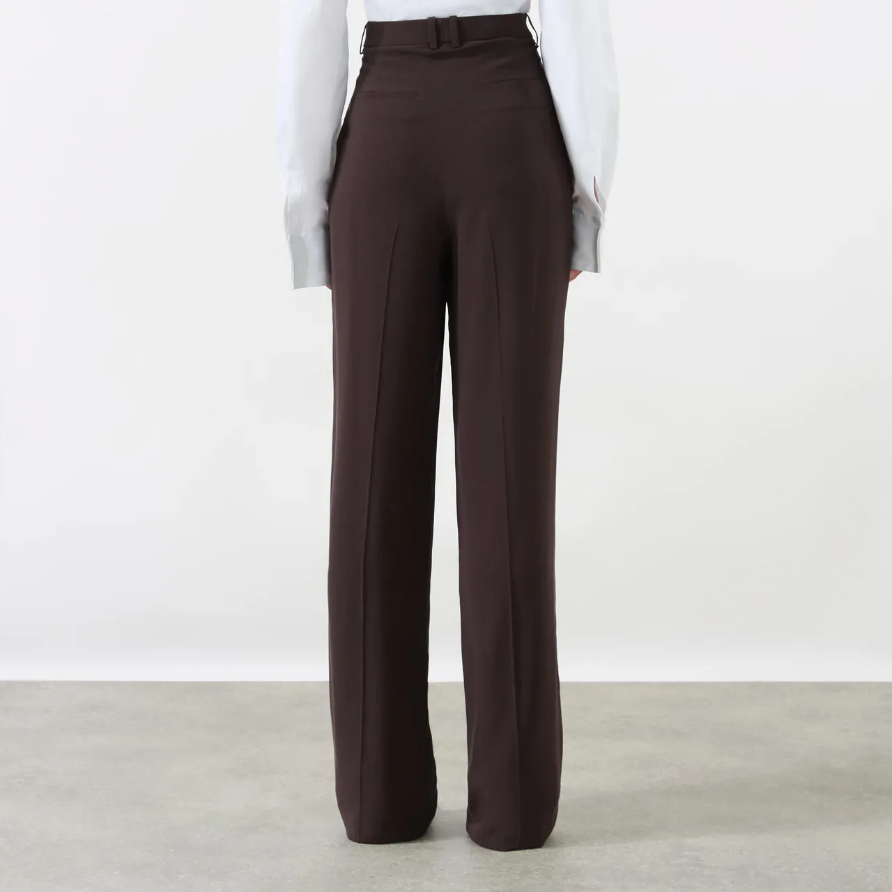 SAINT LAURENT High-Rise Wide Leg Trousers - Chocolate