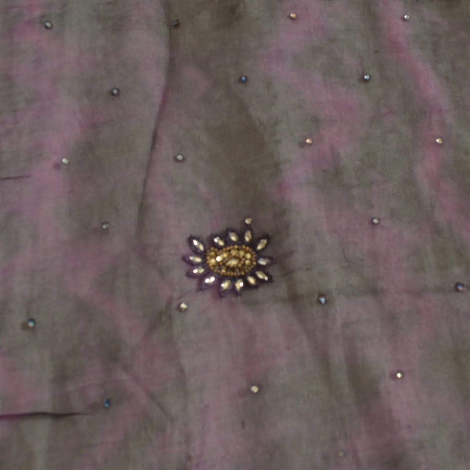 Sanskriti Vintage Dupatta Long Stole Pure Chiffon Silk Purple Handmade Tie-Dye