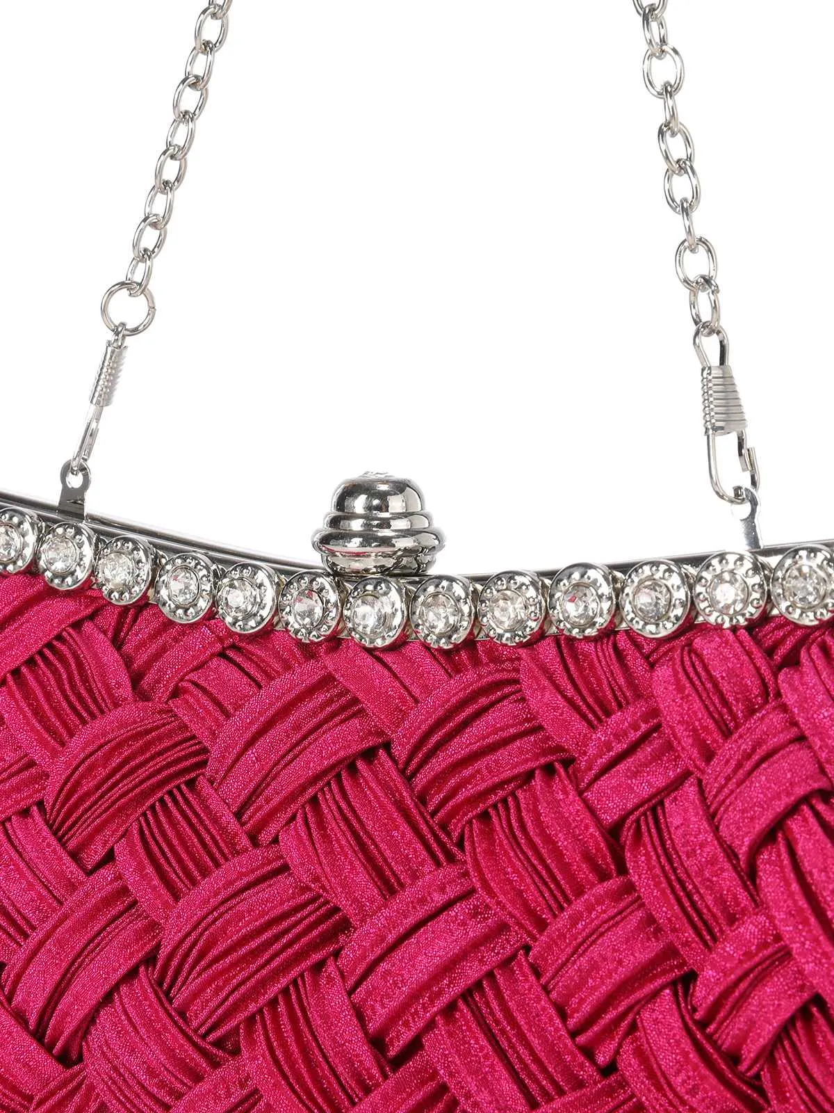 Satin Woven Diamond Evening Bag