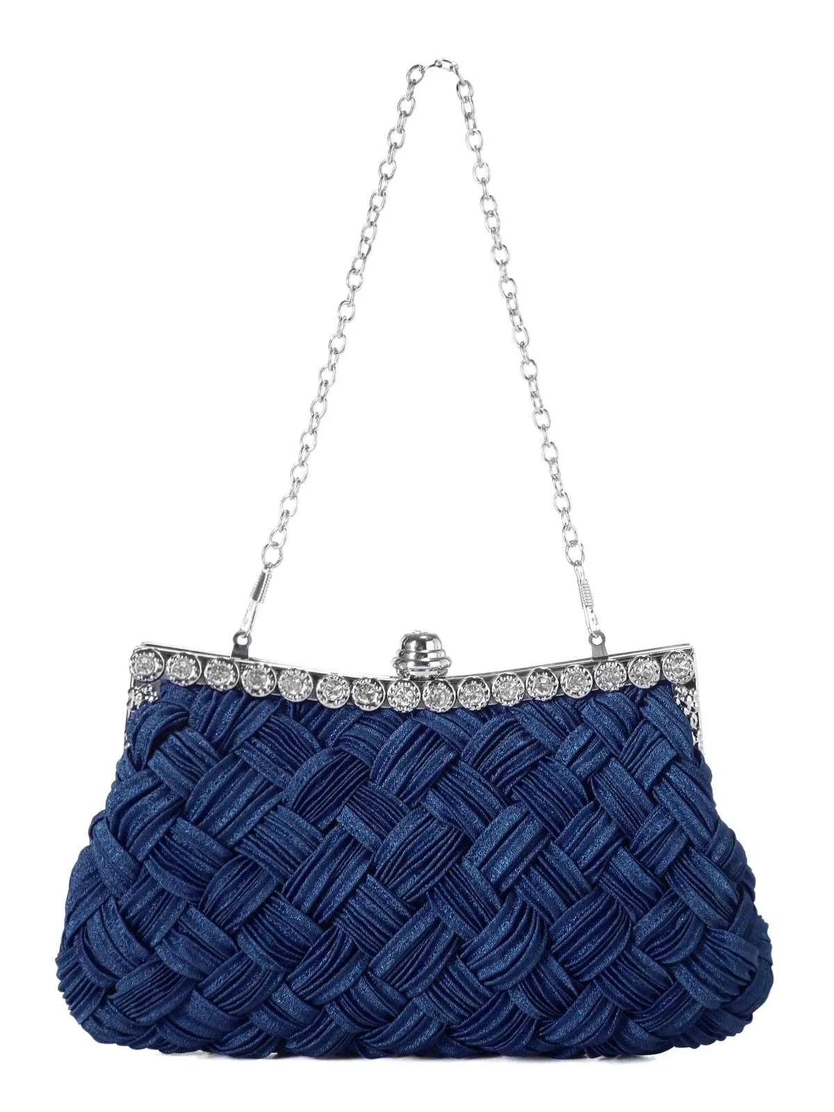 Satin Woven Diamond Evening Bag