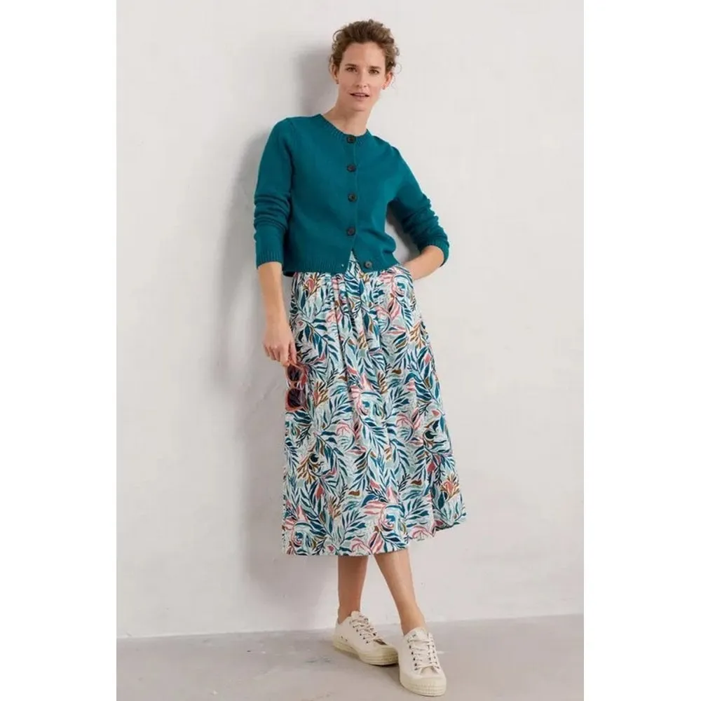 Seasalt Cliff Road Midi Skirt Kelp Forest Chalk