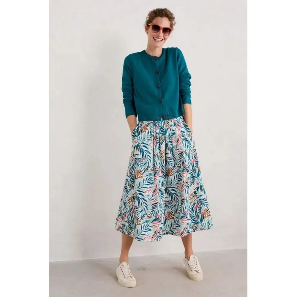 Seasalt Cliff Road Midi Skirt Kelp Forest Chalk