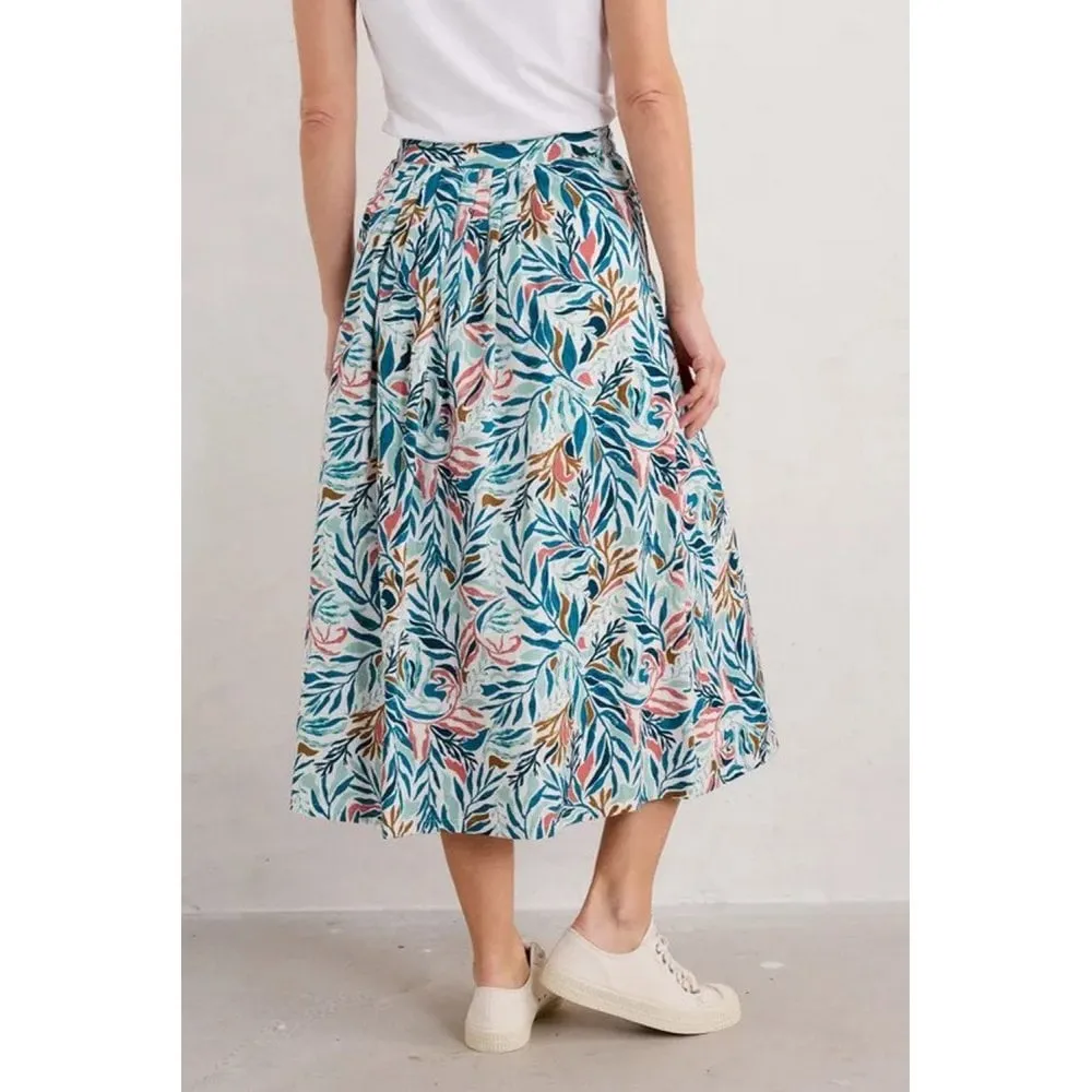 Seasalt Cliff Road Midi Skirt Kelp Forest Chalk