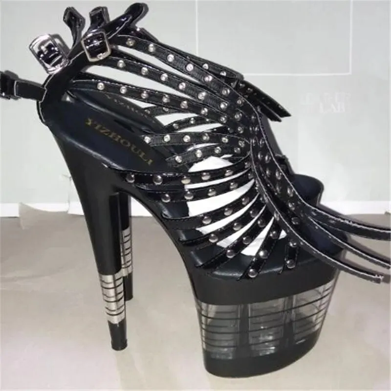 Sexy Stripe Buckle Strap Rivet Gladiator High Heel Pumps for Women