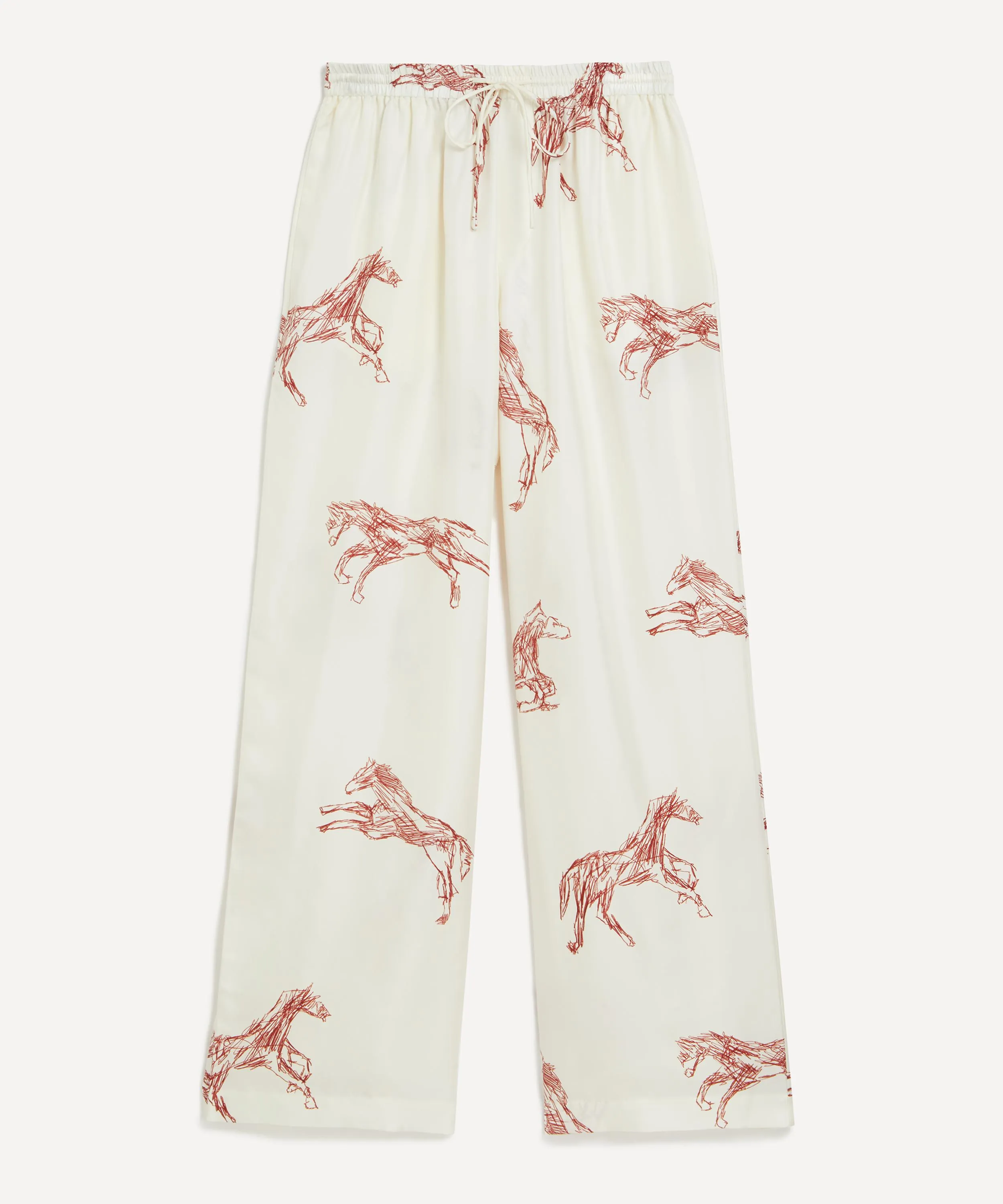 Silk Ballpoint Horse Wide Leg Trousers