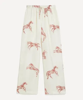 Silk Ballpoint Horse Wide Leg Trousers