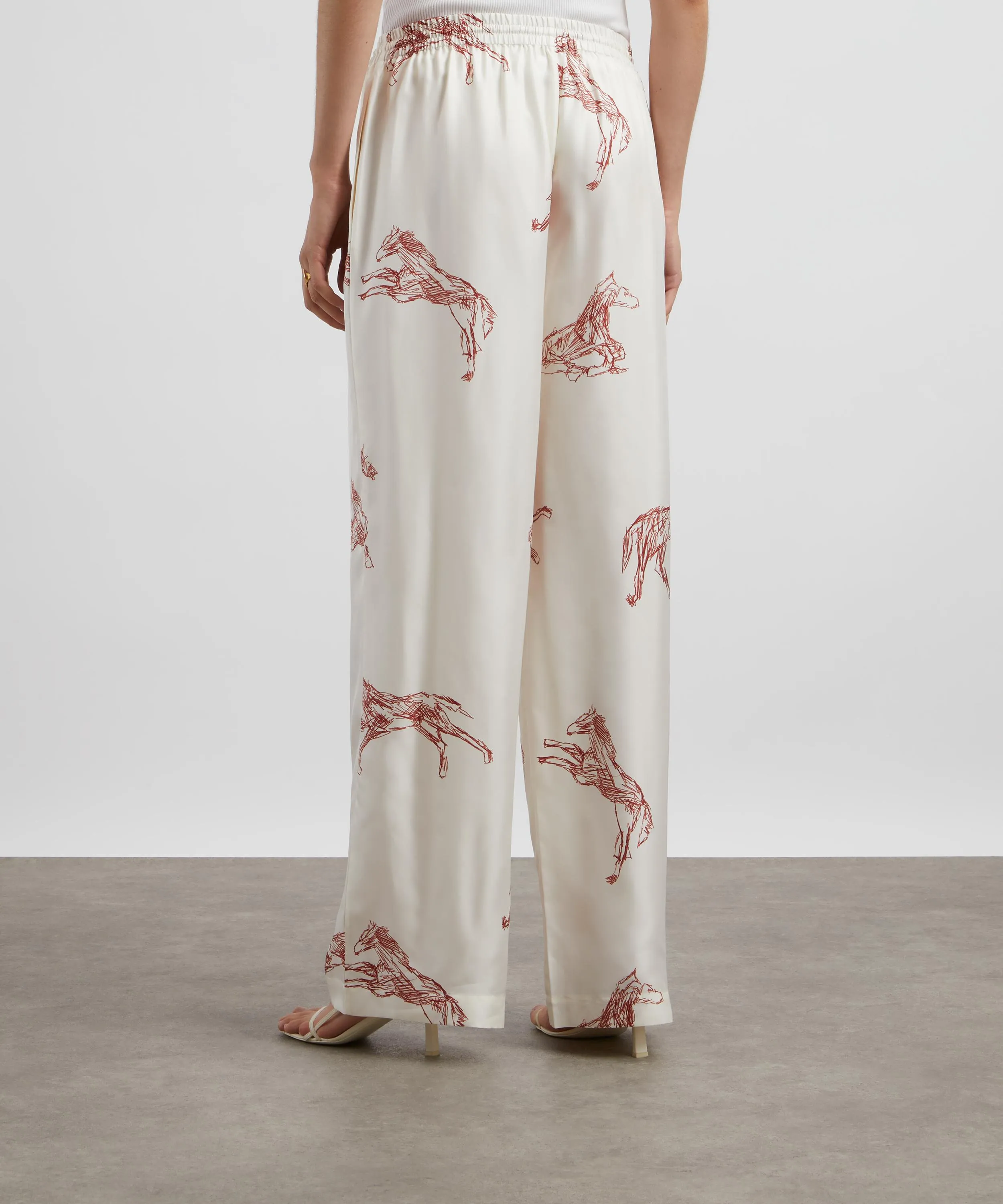 Silk Ballpoint Horse Wide Leg Trousers