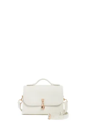 Small Leonora Flap Bag in Ivory Grained Leather