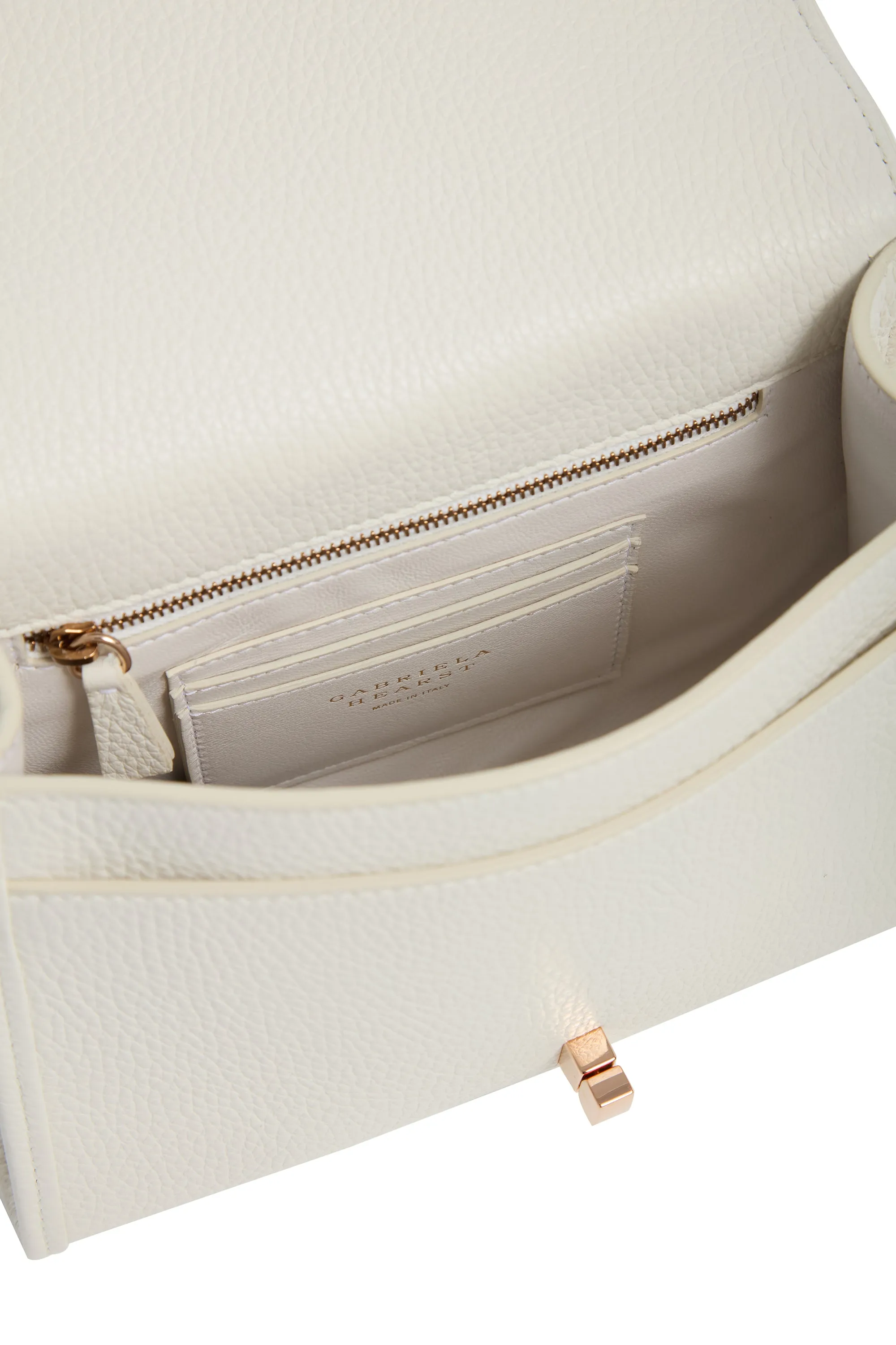 Small Leonora Flap Bag in Ivory Grained Leather