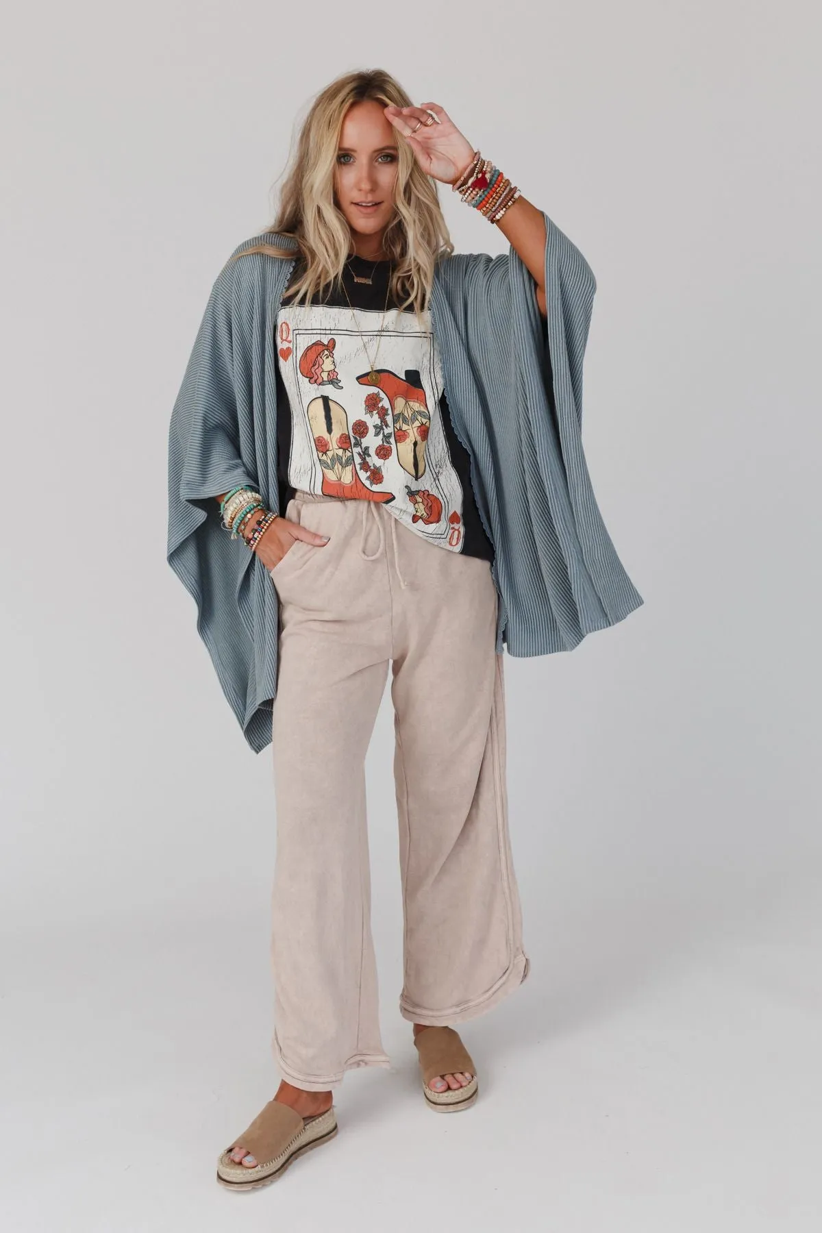 So Comfy Wide Leg Pant Full Length - Taupe